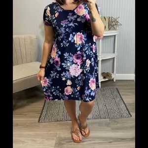 Navy floral babydoll dress size large